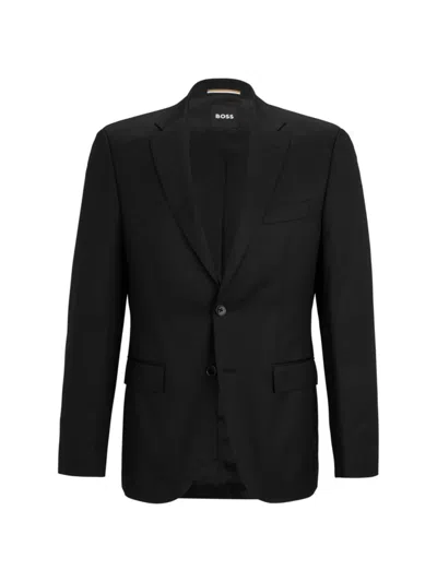Hugo Boss Men's Single-breasted Jacket In Virgin-wool Serge In Black
