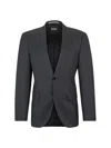 Hugo Boss Men's Single-breasted Jacket In Virgin-wool Serge In Dark Grey