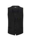 HUGO BOSS MEN'S SINGLE BREASTED WAISTCOAT IN VIRGIN-WOOL SERGE