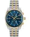 Hugo Boss Men's Skytraveller Quartz Chronograph Ionic Plated Thin Two-tone Stainless-steel Watch, 44mm In Two-tone
