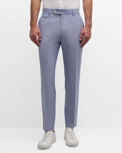 Hugo Boss Men's Slim Cotton Flat-front Trousers In Nvy