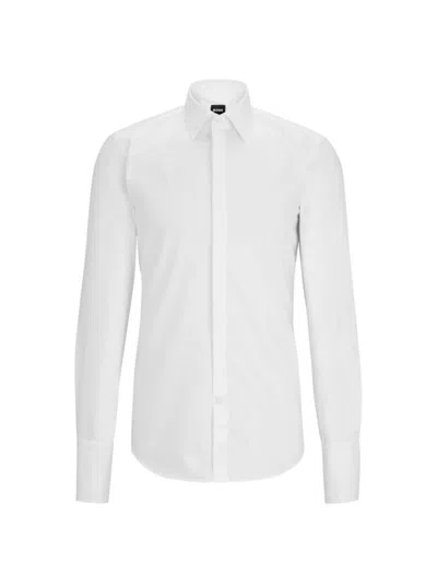Hugo Boss Boss Hank Kent Slim Fit Stretch Cotton Dresss Shirt In White