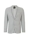 Hugo Boss Slim-fit Jacket In A Micro-patterned Linen Blend In Grey