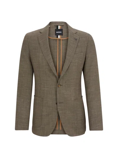 Hugo Boss Men's Slim-fit Jacket In Melange Stretch Cloth In Beige