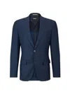 Hugo Boss Slim-fit Jacket In Wool Twill In Light Blue