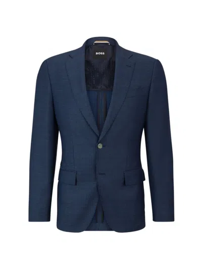 Hugo Boss Slim-fit Jacket In Wool Twill In Blue