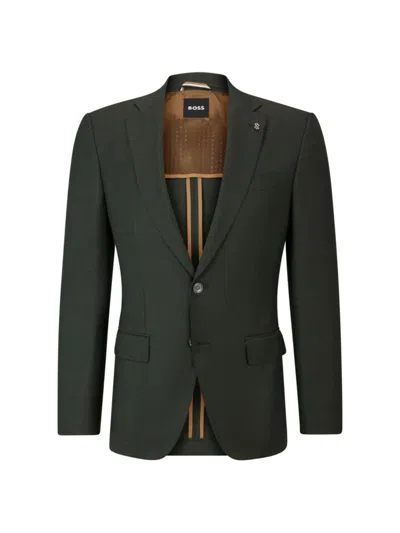 Hugo Boss Men's Slim-fit Jacket In Wool Twill In Green