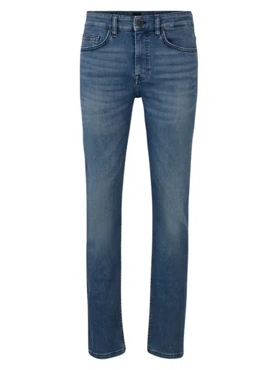 Hugo Boss Slim-fit Jeans In Mid-blue Soft Stretch Denim
