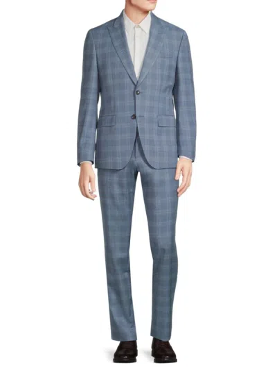 Hugo Boss Men's Slim Fit Plaid Virgin Wool Suit In Blue