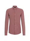 Hugo Boss Slim-fit Shirt In Printed Performance-stretch Fabric In Brown