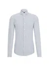 Hugo Boss Men's Slim-fit Shirt In Printed Performance-stretch Fabric In White Blue