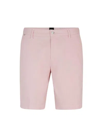 Hugo Boss Slim-fit Shorts In Stretch-cotton Twill In Light Pink
