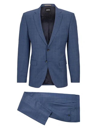 Hugo Boss Regular-fit Single-breasted Stretch Wool-blend Suit In Blue