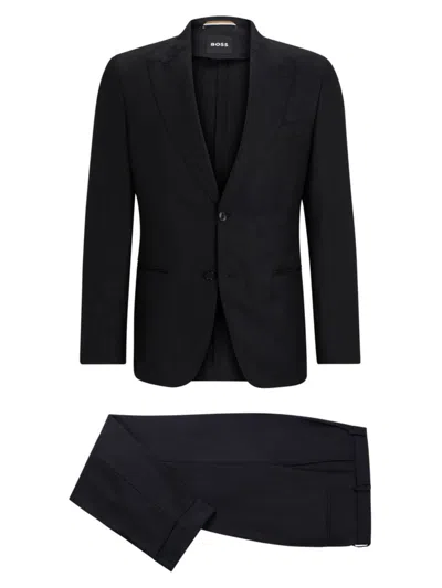 HUGO BOSS MEN'S SLIM-FIT SUIT IN MELANGE WOOL AND LINEN