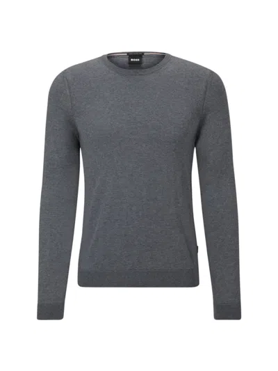 Hugo Boss Men's Slim-fit Sweater In Virgin Wool In Grey