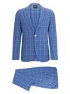 HUGO BOSS MEN'S SLIM FIT TWO PIECE SUIT IN CHECKED MATERIAL