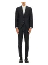 Hugo Boss Boss Slim Fit Wool Blend Suit With Micro Pattern In Black