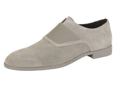 Pre-owned Hugo Boss Men's Smart Light/pastel Grey Loafers Shoes