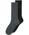Hugo Boss Men's Solid Crew Length Socks, 2-pack In Multi