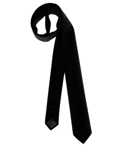 Hugo Boss Textured Cotton-silk-blend Tie In Black