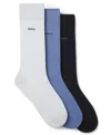 Hugo Boss Men's Solid Regular Length Socks, 3-pack In Multi