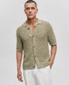 Hugo Boss Men's Sommp Short Sleeve Knitted Textured Button-front Shirt In Green