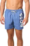 Hugo Boss Octopus Nylon Logo Print Regular Fit 5.3 Swim Trunks In Multi