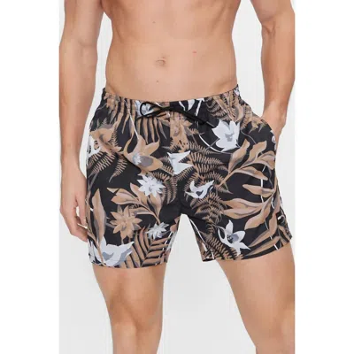 HUGO BOSS MEN'S STANDARD PIRANHA TROPICAL PRINT SWIM TRUNKS IN MULTICOLOR