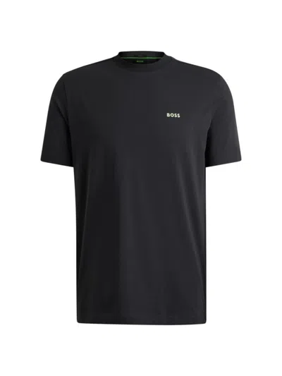 Hugo Boss Stretch-cotton Regular-fit T-shirt With Contrast Logo In Anthracite