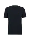 Hugo Boss Stretch-cotton Regular-fit T-shirt With Contrast Logo In Blue