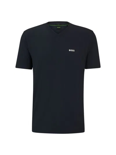 Hugo Boss Men's Stretch-cotton Regular-fit T-shirt In Dark Blue