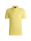 Hugo Boss Stretch-cotton Slim-fit Polo Shirt With Logo Patch In Yellow