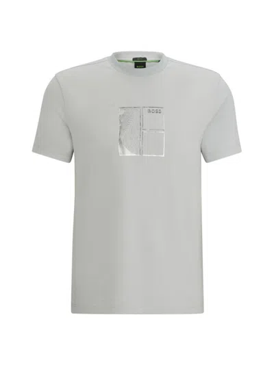 Hugo Boss Men's Stretch-cotton T-shirt In Light Gray