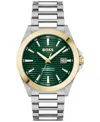Hugo Boss Men's Strike Quartz Basic Calendar Stainless Steel Watch 41mm In Silver-tone