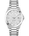 Hugo Boss Brushed-and-polished Stainless-steel Watch With Grooved Dial Men's Watches In Silver-tone