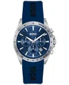 Hugo Boss Boss Strike Chronograph Silicone Strap Watch, 41mm In Blue