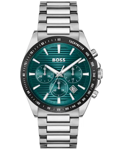 Hugo Boss Men's Strike Quartz Chronograph Silver-tone Stainless-steel Watch, 41mm