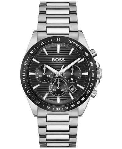 Hugo Boss Men's Strike Quartz Fashion Chrono Stainless Steel Watch, 41mm In White