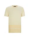 Hugo Boss Stripe-detail T-shirt In Cotton And Silk In Light Yellow