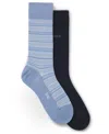 Hugo Boss Men's Stripe Pattern Socks, 2-pack In Blue