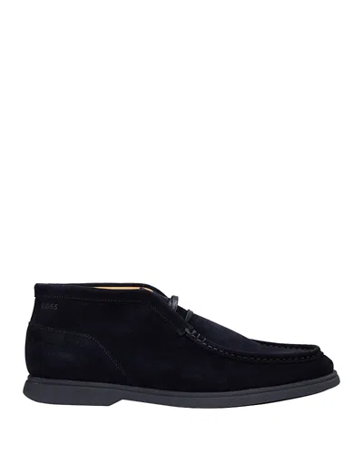 Hugo Boss Men's Suede Low Cut Boots In Blue