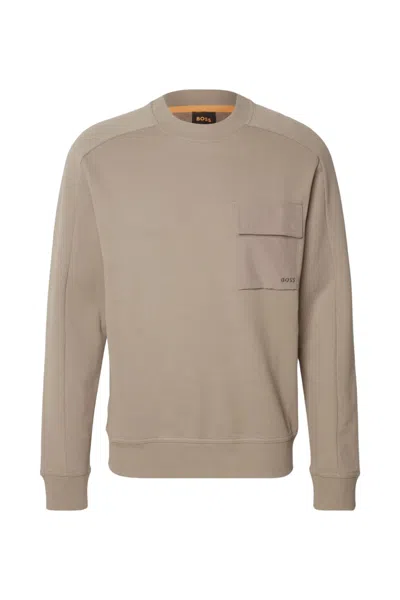 Hugo Boss Men's Sweatshirt Boss 50522481 Open Brown In Multi