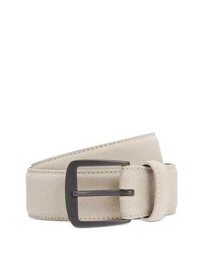 Hugo Boss Men's Syhr White Gunmetal Leather Belt In Neutral