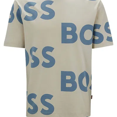 Hugo Boss Men's Tecool Logo Short Sleeve T-shirt In Beige In Brown