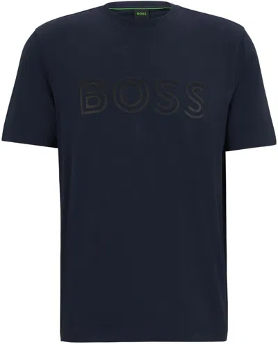 Hugo Boss Men's Tee 1 Outline Logo T-shirt, Blueberry Blue In Multi