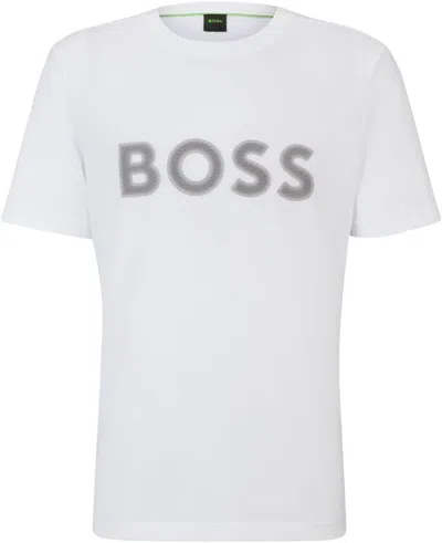 Hugo Boss Men's Tee 1 Outlined Logo Crew Neck T-shirt, White Salt In Multi