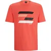 HUGO BOSS MEN'S TEE 3 LOGO SHORT SLEEVE T-SHIRT, PINK FLAG
