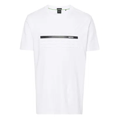 Hugo Boss Men's Tee 4 Raised Print Graphic Short Sleeve T-shirt, White