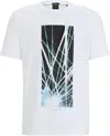 Hugo Boss Regular-fit T-shirt In Stretch Cotton With Seasonal Artwork In White