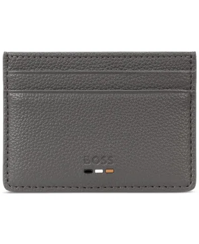 Hugo Boss Men's Textured Card Holder In Gray
